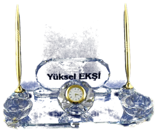 Nur Plaket Saatli kristal masa seti