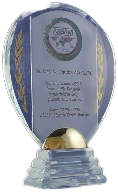 Nur Plaket Altın küreli kristal plaket